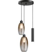 Masterlight Vide hanglampOlive 2x glas - 1x Run - zwart - Ø35cm - 2432-05-35-3-RB10211