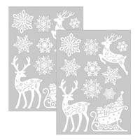 Kerst raamstickers Rendier - 2x - vel van 34 x 28 cm - raamdecoratie