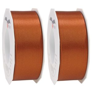 2x Luxe hobby/decoratie koperen satijnen sierlinten breed 4 cm/40 mm x 25 meter