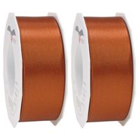 2x Luxe hobby/decoratie koperen satijnen sierlinten breed 4 cm/40 mm x 25 meter