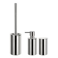 Spirella Badkamer accessoires set - WC-borstel/zeeppompje/beker - porselein - zilver - Badkameraccessoireset - thumbnail