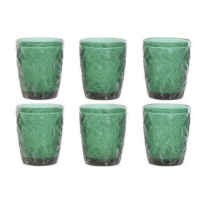 Glazenset Home ESPRIT Groen Kristal Met reliëf 300 ml