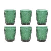 Glazenset Home ESPRIT Groen Kristal Met reliëf 300 ml