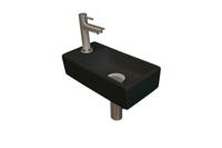 Fonteinset INK Versus 36x18x9cm Porselein Mat Zwart Met Kraangat Links Brushed Nickel