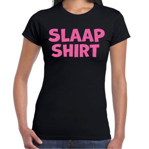 Verkleed T-shirt voor dames - slaap shirt - zwart - glitter roze - themafeest