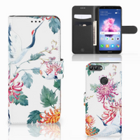 Huawei P Smart Telefoonhoesje met Pasjes Bird Flowers - thumbnail