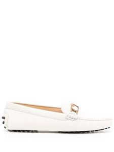 Tod's mocassins en cuir à plaque logo - Blanc
