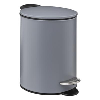 5Five Pedaalemmer - donkergrijs - metaal - 3L - 23 cm - soft close - voor badkamer en toilet