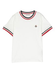 Moncler Enfant t-shirt rayé à patch logo - Blanc