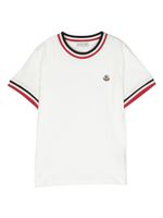 Moncler Enfant t-shirt rayé à patch logo - Blanc - thumbnail