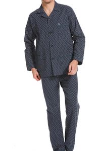 Robson Flanelle doorknoop pyjama donkerblauw