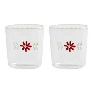 &k amsterdam Flora Waterglazen - Rood - Set van 2