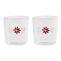 &k amsterdam Flora Waterglazen - Rood - Set van 2