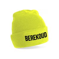 Berekoud muts - unisex - one size - geel - apres-ski muts One size  -