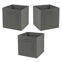 Opbergmand/kastmand Square Box - 3x - karton/kunststof - 29 liter - donker grijs - 31 x 31 x 31 cm