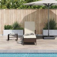 Ligstoel Bruin en Crème Wit 55 x 200 x 92 cm poly rattan