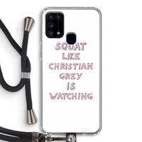 Christian Grey: Samsung Galaxy M31 Transparant Hoesje met koord Christian Grey: Samsung Galaxy M31 Transparant Hoesje met koord