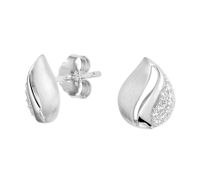 Oorknoppen mat-glans zilver-zirconia 10.2 mm x 8.5 mm - thumbnail