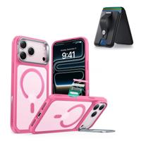 iPhone 17 Pro Classic Hybrid Magnetic Case (Camera Control, Stash Stand) with Wallet Stand Bundle - Frosted Pink