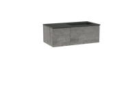 Storke Edge zwevend badmeubel 100 x 52 cm beton donkergrijs met Scuro asymmetrisch rechtse wastafel in kwarts mat zwart