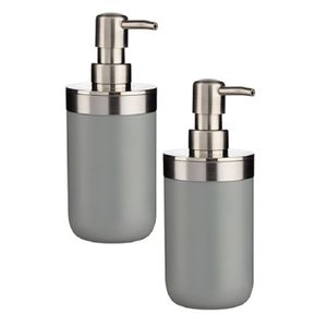 3x stuks zeeppompje/dispenser roestvrij metaal grijs/zilver 350 ml met formaat 9 x 8 x 17 cm