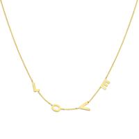 14k Geelgouden Collier met Tekst "Love" - Verstelbaar 42+3 cm 14k Geelgouden Collier met Tekst "Love" - Verstelbaar 42+3 cm