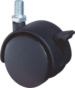 Meubelwiel+rem zwart 50kg m8 50mm