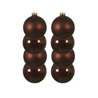 8x stuks glazen kerstballen mahonie bruin 10 cm mat/glans - thumbnail