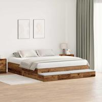 Opbergbedframe Oud hout 236.5 x 180 x 31.5 cm Bewerkt hout