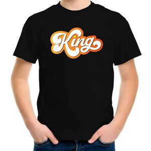 King Koningsdag t-shirt zwart voor kinderen/ jongens