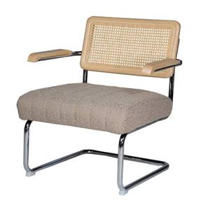 Giga Meubel - Fauteuil Taupe - Stof & Webbing - Chroom Onderstel