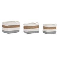 Basket spelset DKD Home Decor Wit Natuurlijke Vezel 36 x 27 x 27 cm 3 Onderdelen