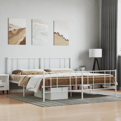 Bedframe met hoofd- en voeteneinde metaal wit 200x200 cm