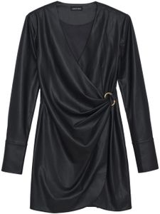 ANINE BING robe en cuir artificiel croisée à coupe courte - Noir