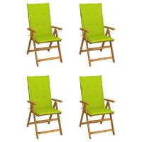 Tuinstoelen 4 st verstelbaar met kussens massief acaciahout