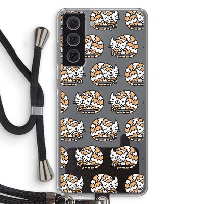 Slapende poes: Samsung Galaxy S21 FE Transparant Hoesje met koord
