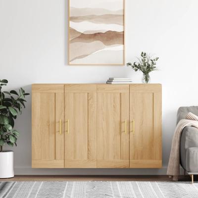 Hangkasten 2 st bewerkt hout sonoma eikenkleurig