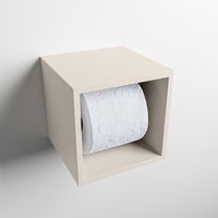 MONDIAZ Easy Toiletrolhouder CUBE 160 solid surface  16x16cm kleur Linen. Geschikt voor op en inbouw.