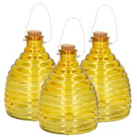Wespenval - Set van 3x stuks - geel - 21 cm - glas - wespenvanger - wespenglas