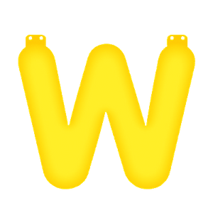 Opblaasbare letter W geel   -