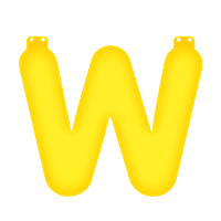 Opblaasbare letter W geel   - - thumbnail