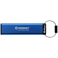 Kingston IronKey Keypad 200 USB-stick Retail 64 GB Blauw IKKP200/64GB USB-A 3.2 Gen 1
