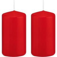 Cilinderkaars/stompkaars - 2x - rood - 5 x 10 cm - 23 branduren