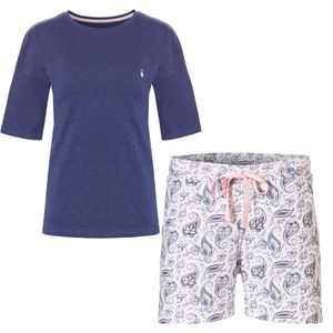 By Louise By Louise Dames Korte Pyjama Set Shortama + Top Blauw