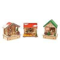 Small Foot Houten Decoratie Kerstmarkt met Lampjes, Set van 3 - thumbnail