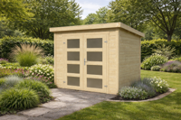 Blokhut Bart 250x250cm 28mm vuren blank- Plat dak- - Van Kooten