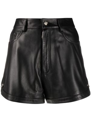 Philipp Plein short en cuir à ornements de pins - Noir