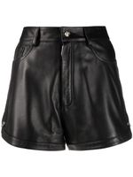 Philipp Plein short en cuir à ornements de pins - Noir