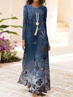 Casual Loose Floral Dress With No - thumbnail