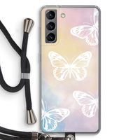White butterfly: Samsung Galaxy S21 Transparant Hoesje met koord